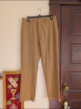 Olympic Rings Button‎ Yellow Pants Embroidered Pocket Straight Leg Size 32